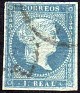 Spain 1855 Queen Isabel II 1 Real Blue Green Edifil 41. Isabel II 1855. Uploaded by susofe